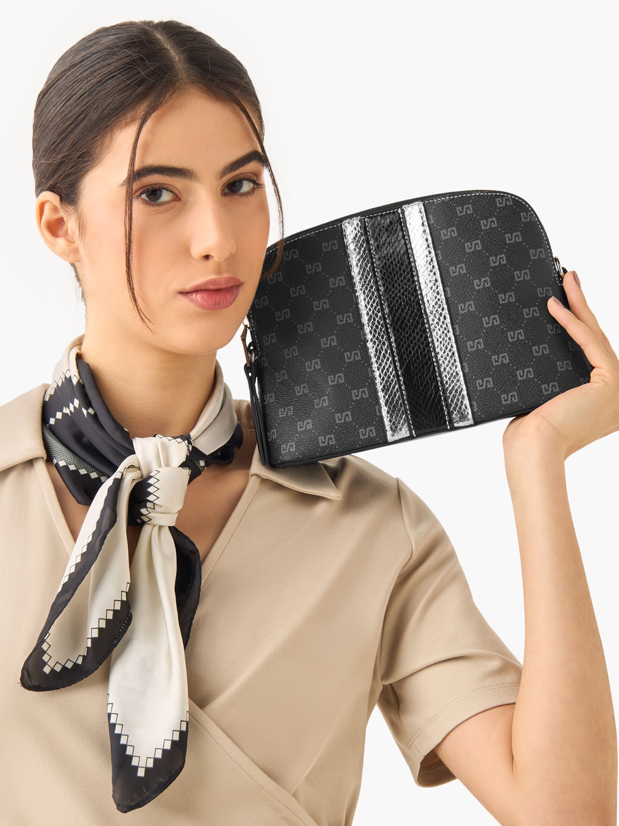 Tia Monogram Print Crossbody Bag with Adjustable Strap