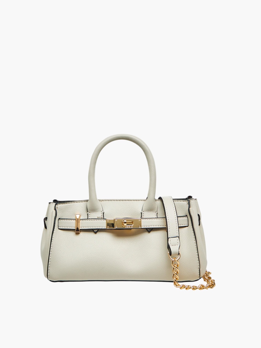 Textured Tote Bag with Detachable Chain Strap