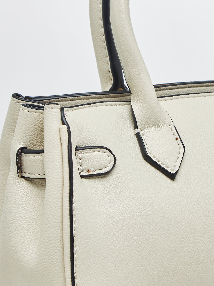 Textured Tote Bag with Detachable Chain Strap