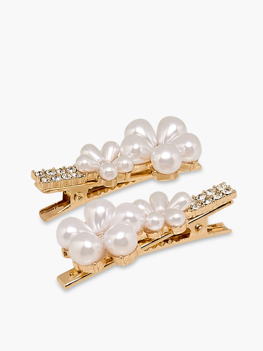 Pack of 2 Hair Clips with Pearl Embellishments