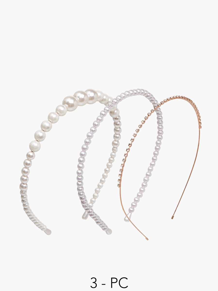 Pack of 3 Metallic Pearl Hairband