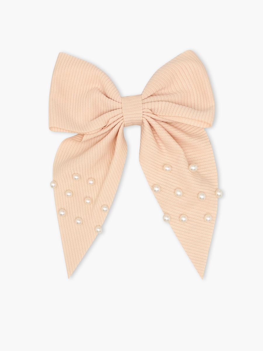 Bow Hair Clip with Pearl Embellished Design