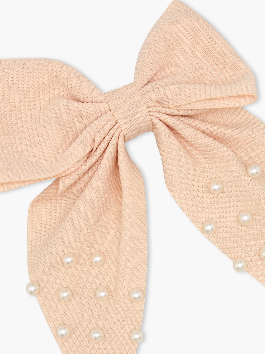 Bow Hair Clip with Pearl Embellished Design