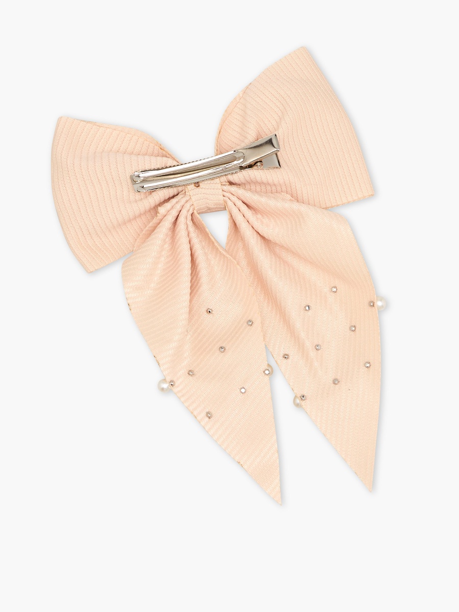 Bow Hair Clip with Pearl Embellished Design