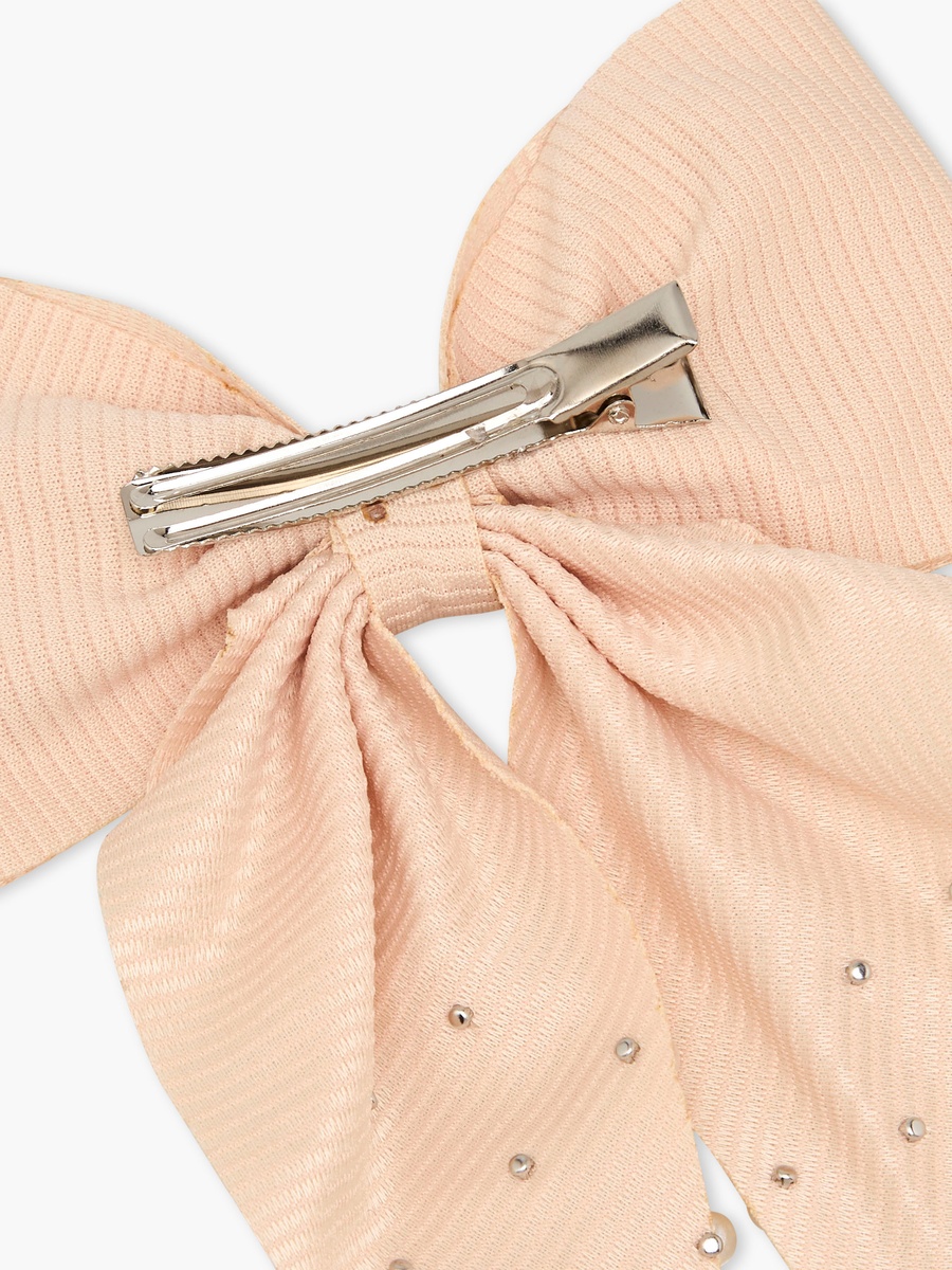 Bow Hair Clip with Pearl Embellished Design