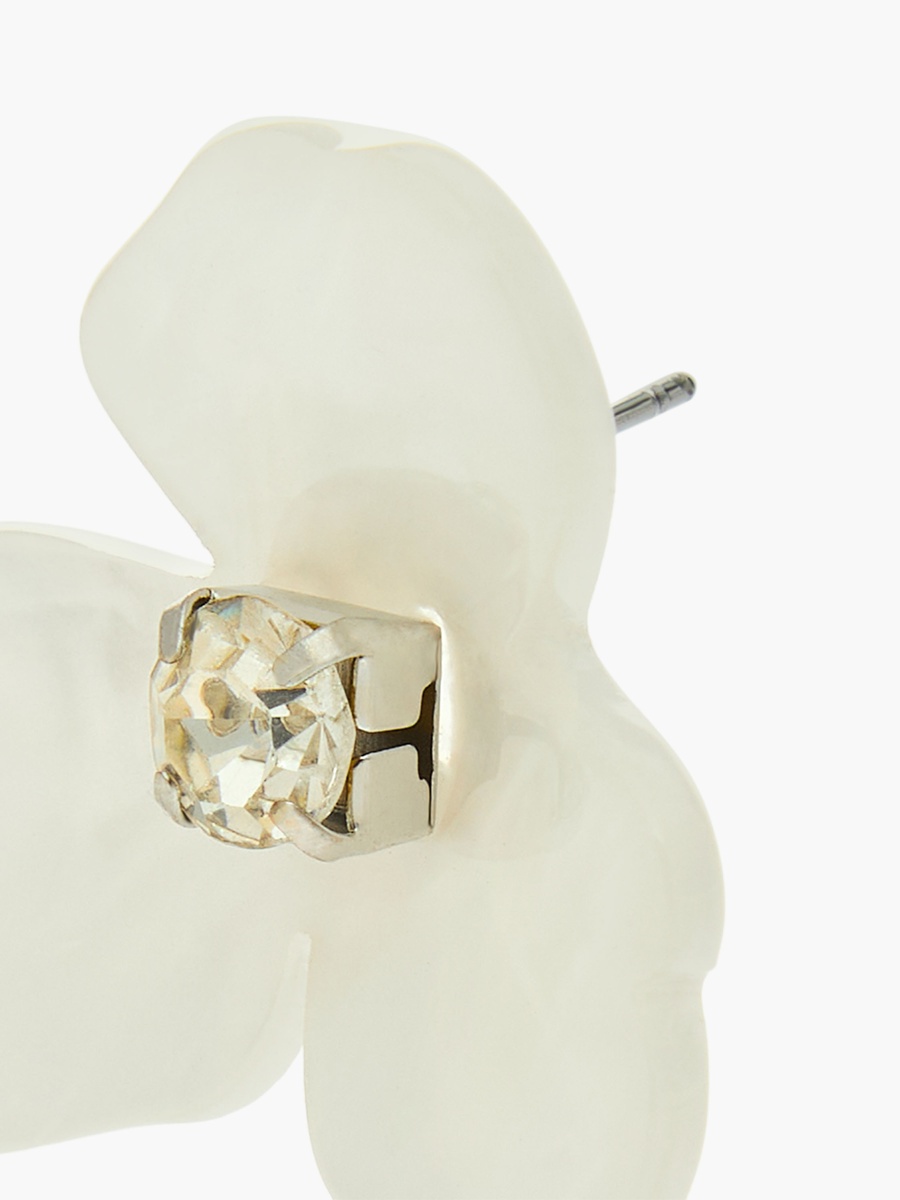 Silver Tone Floral Stud Earrings with Pushback Closure