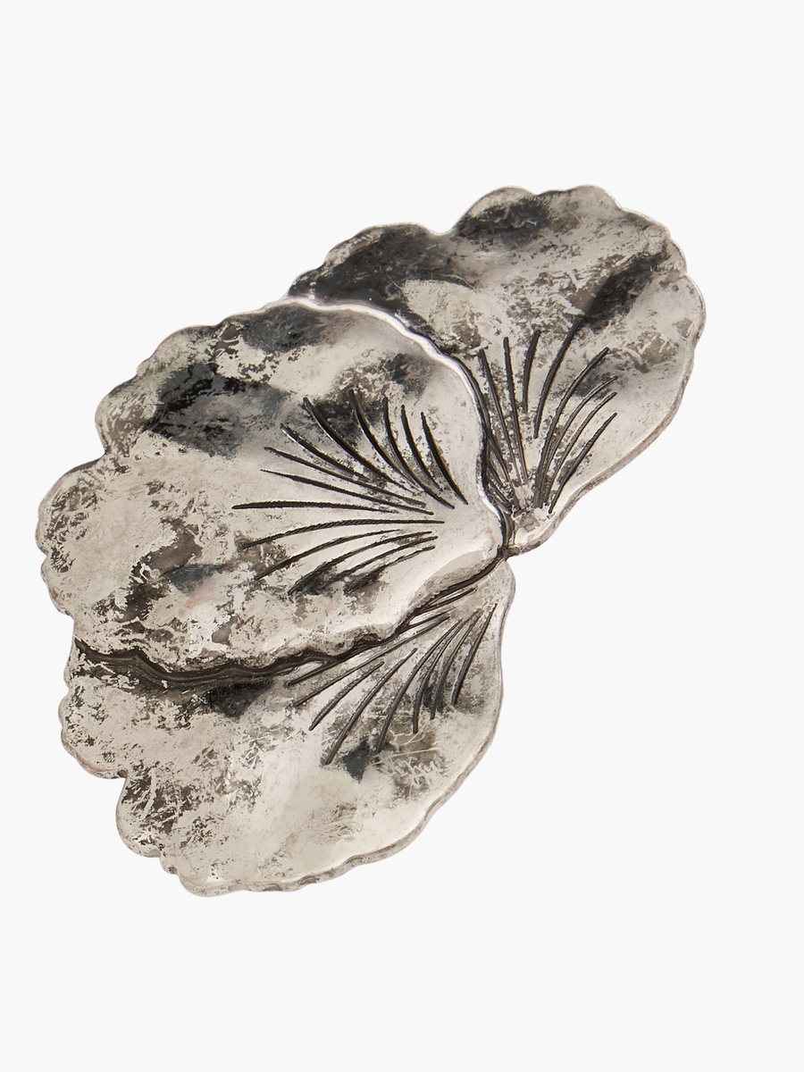 Metal Tone Floral Textured Stud Earrings with Pushback Closure