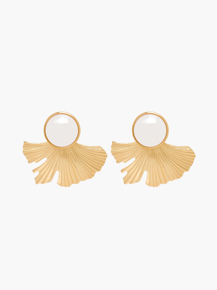 Metallic Petal Stud Earrings with Pushback Closure