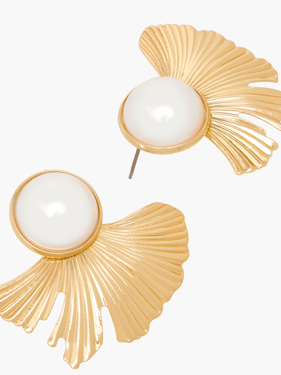 Metallic Petal Stud Earrings with Pushback Closure