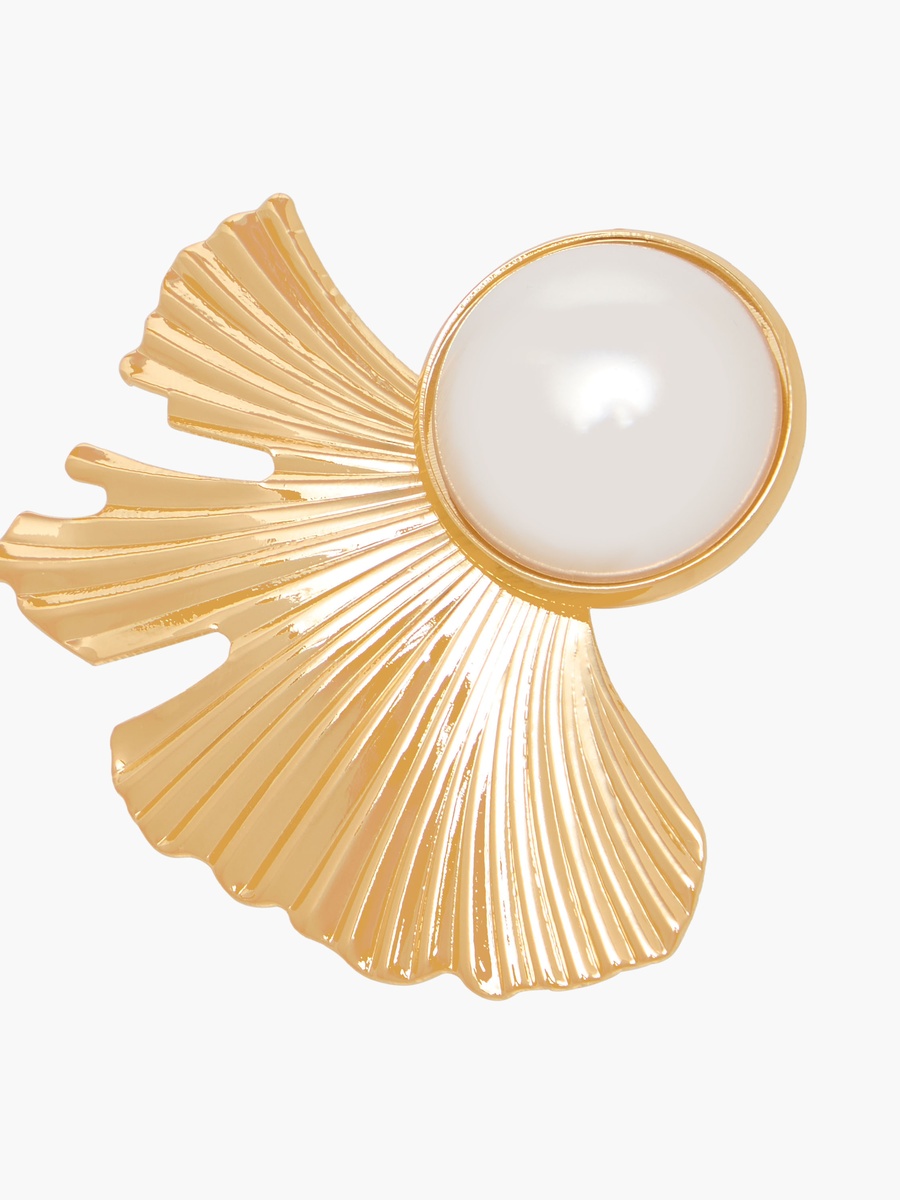 Metallic Petal Stud Earrings with Pushback Closure