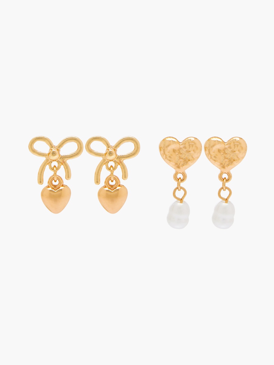 Pack of 2 Gold Finish Earrings with Pushback Closure