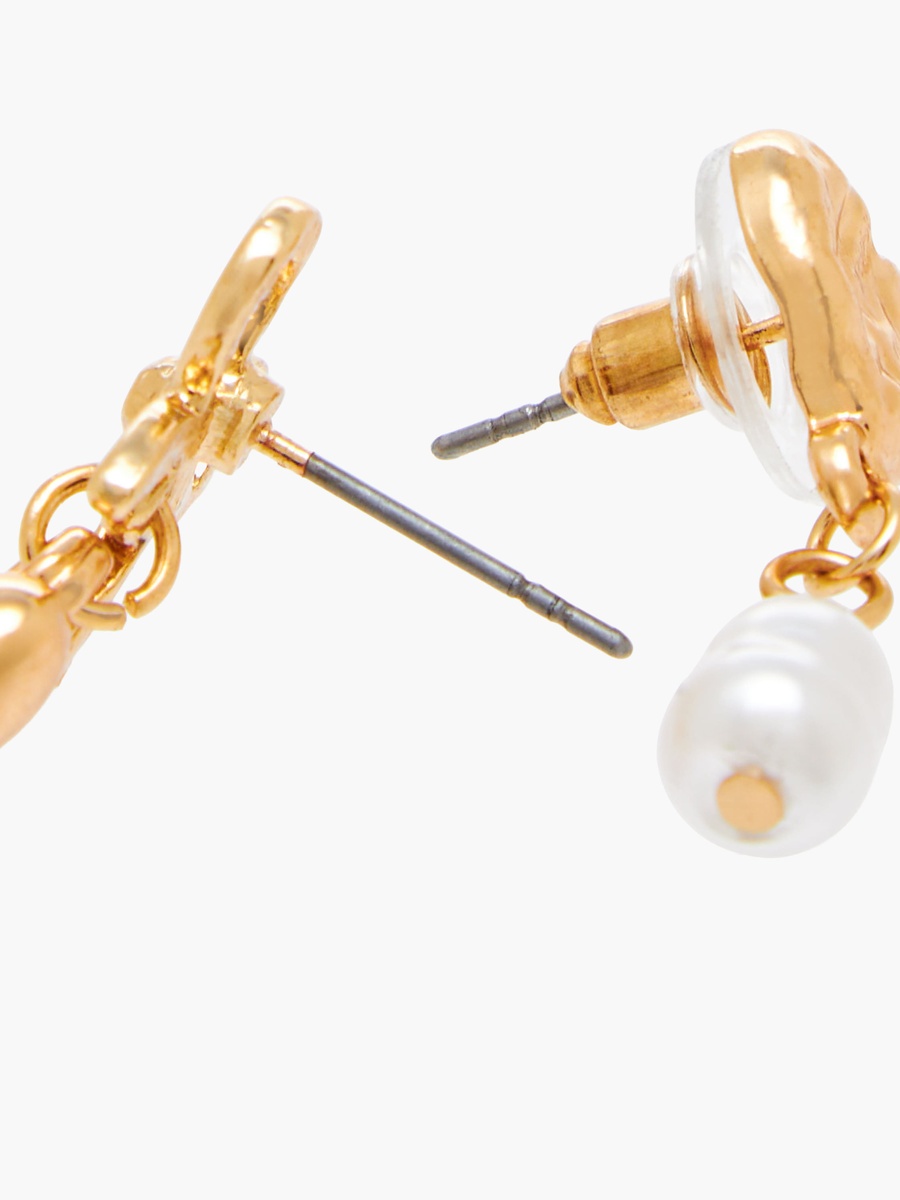 Pack of 2 Gold Finish Earrings with Pushback Closure