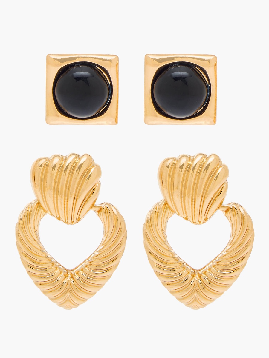 Pack of 2 Metallic Earrings with Pushback Closure