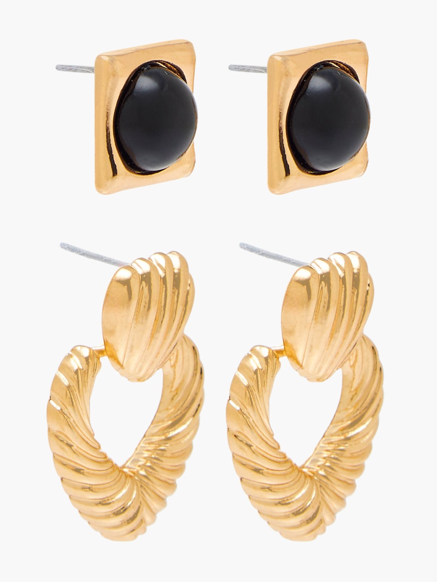 Pack of 2 Metallic Earrings with Pushback Closure