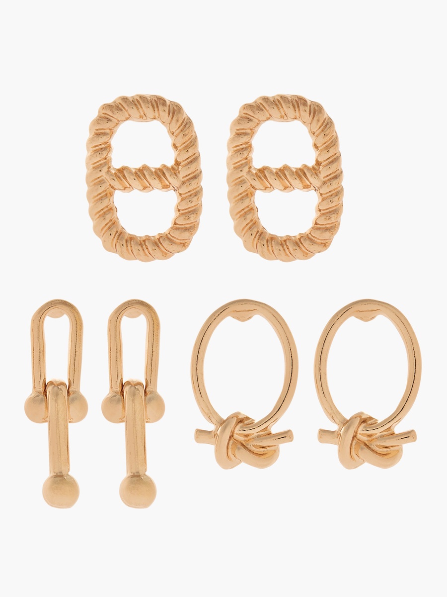 Pack of 3 Gold Tone Earrings with Pushback Closure