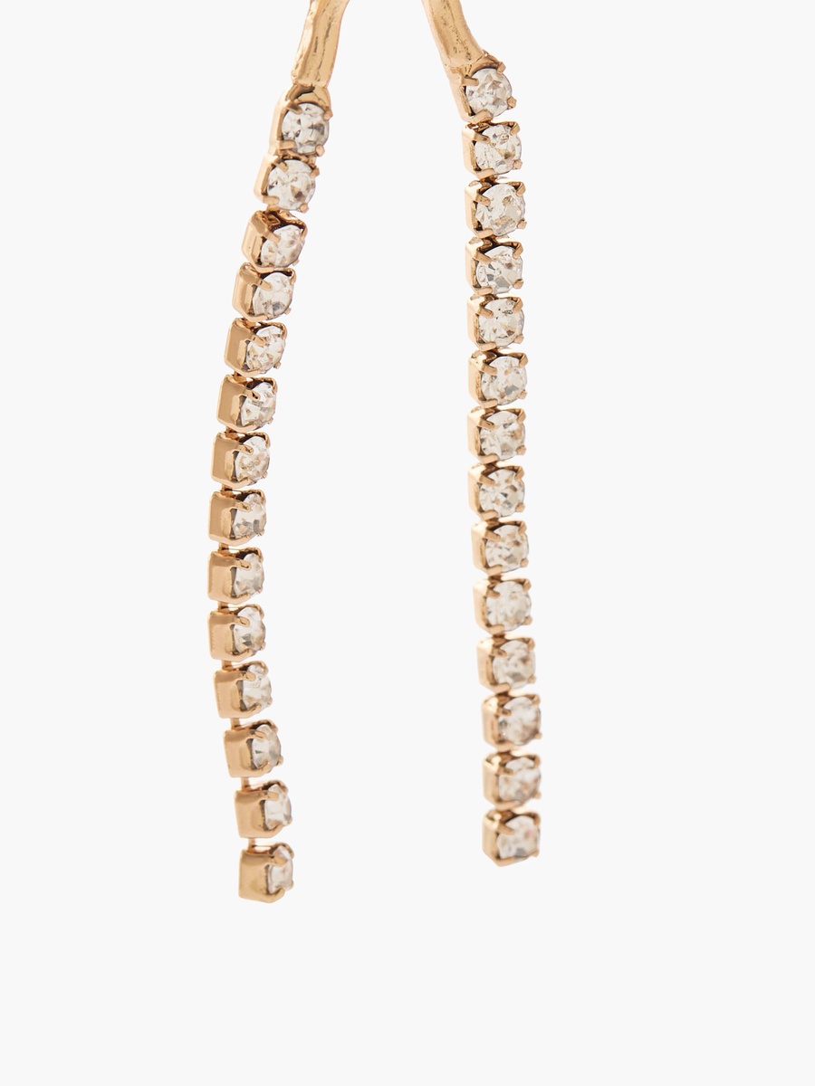Gold Tone Embellished Bow Earrings with Pushback Closure