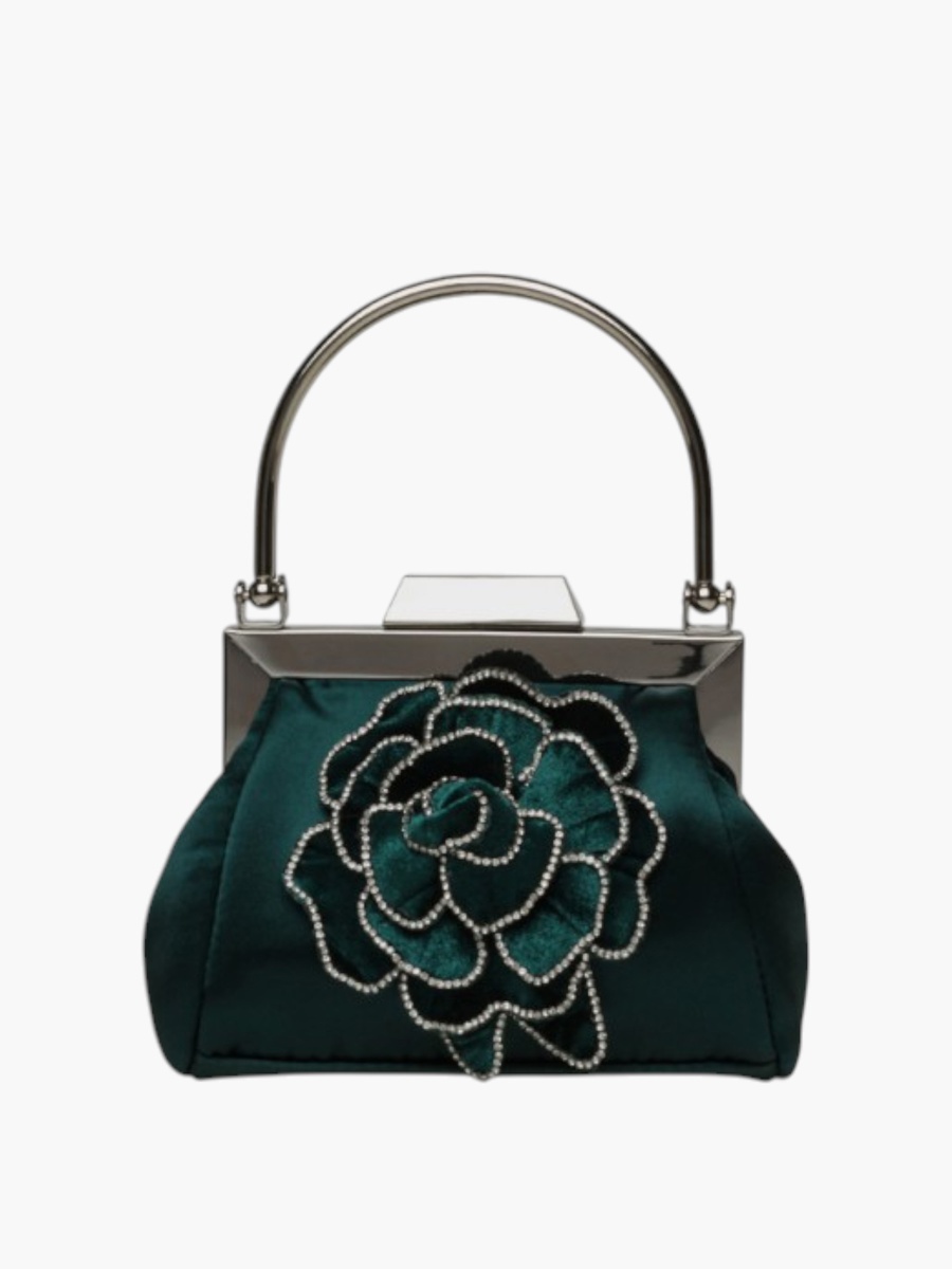 Floral Embellished Clutch with Handle
