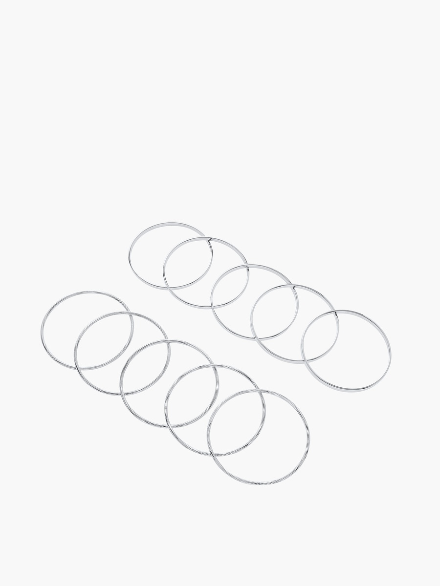 Pack of 10 Metal Silver Plated Bangle