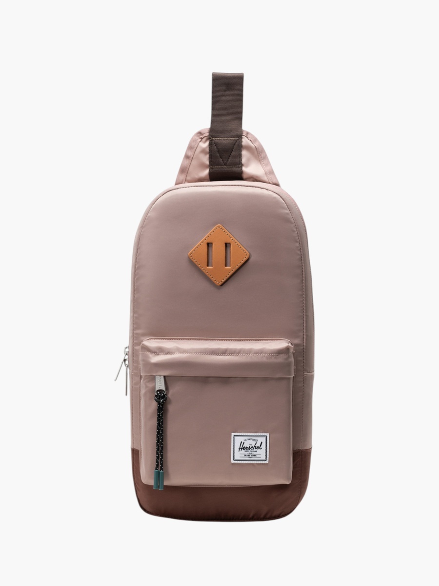Solid Sling Backpack with Adjustable Strap and Zip Closure - 18x15x6 cm