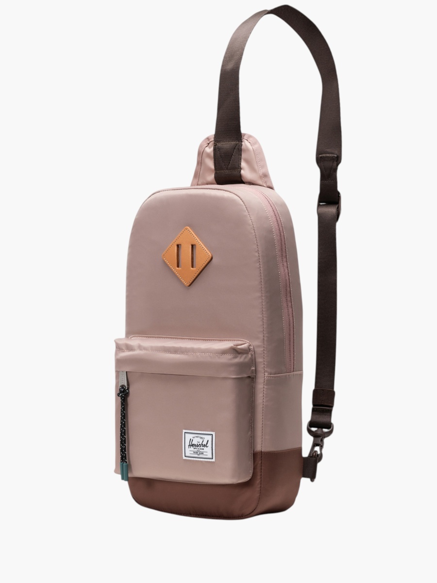 Solid Sling Backpack with Adjustable Strap and Zip Closure - 18x15x6 cm