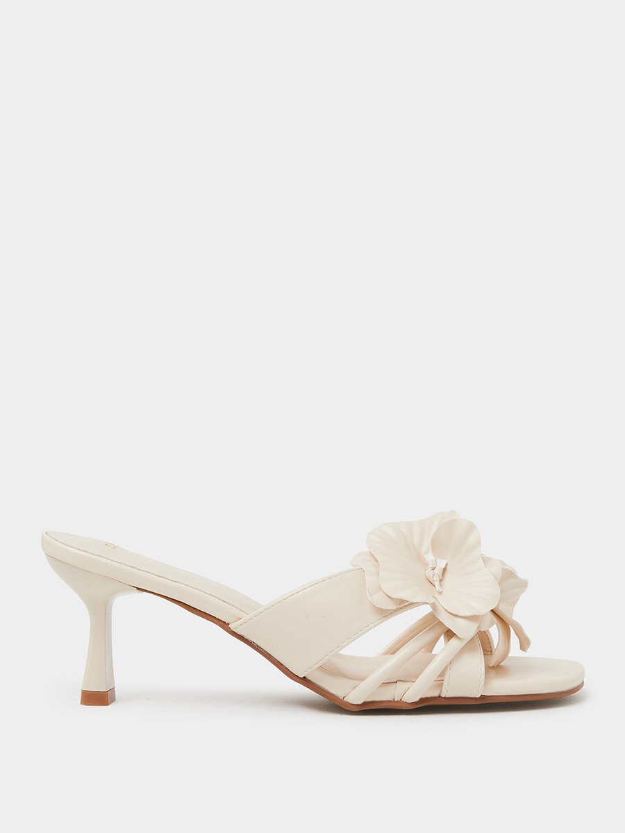 Flower Detail Stiletto Heel Sandals