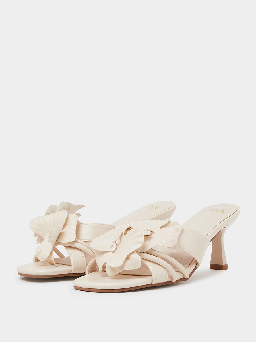 Flower Detail Stiletto Heel Sandals
