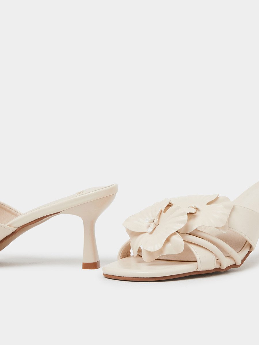 Flower Detail Stiletto Heel Sandals