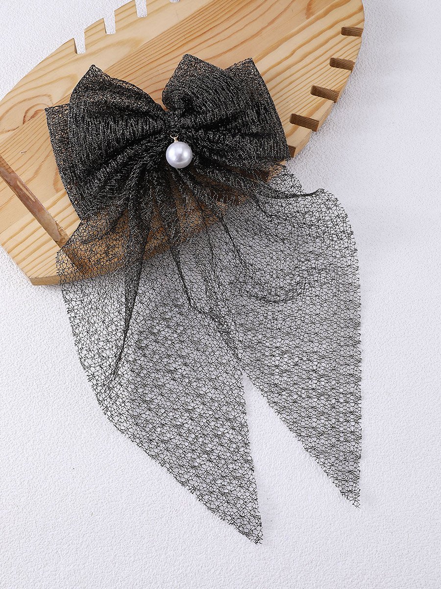 Black Lace Bow Hair Clip