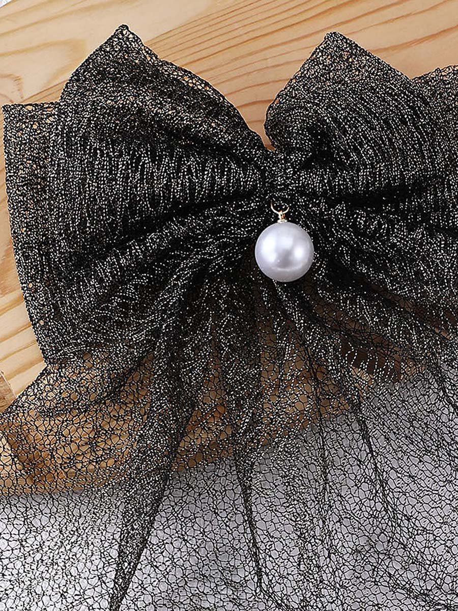 Black Lace Bow Hair Clip