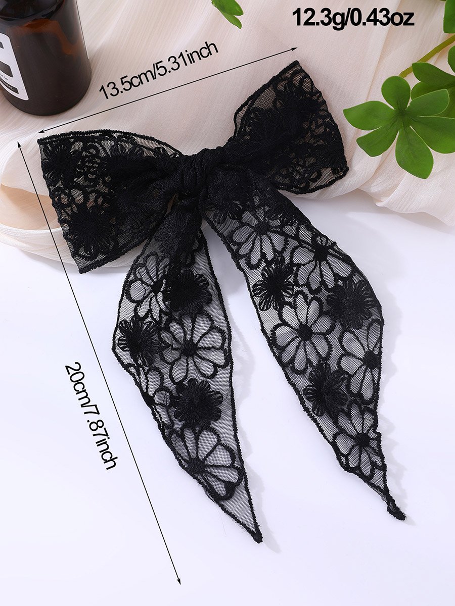 Black Lace Bow Hair Clip