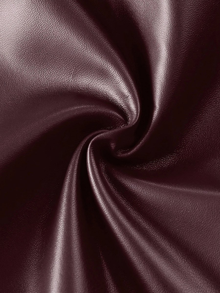 Burgundy Faux Leather Pleated Asymmetric Hem Top