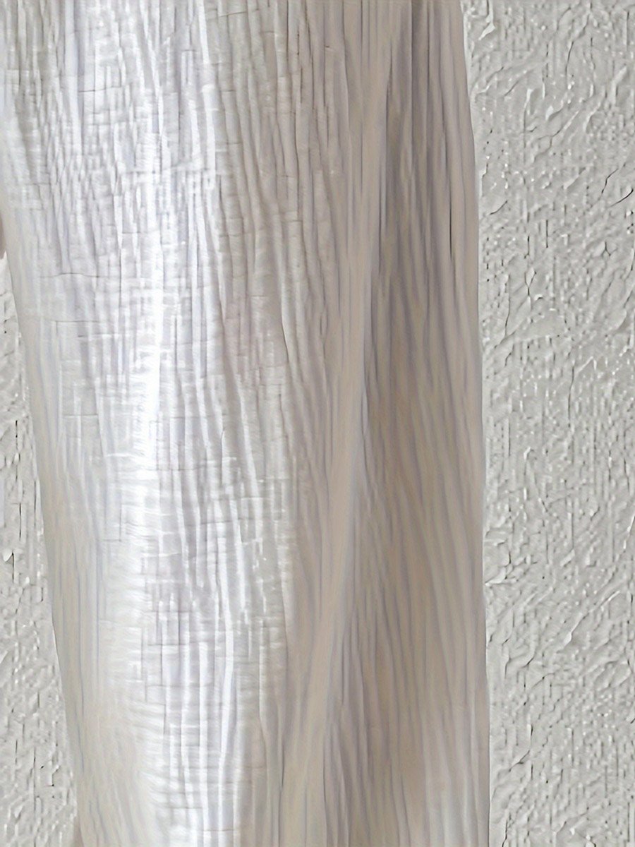 White Textured Straight Leg Pants