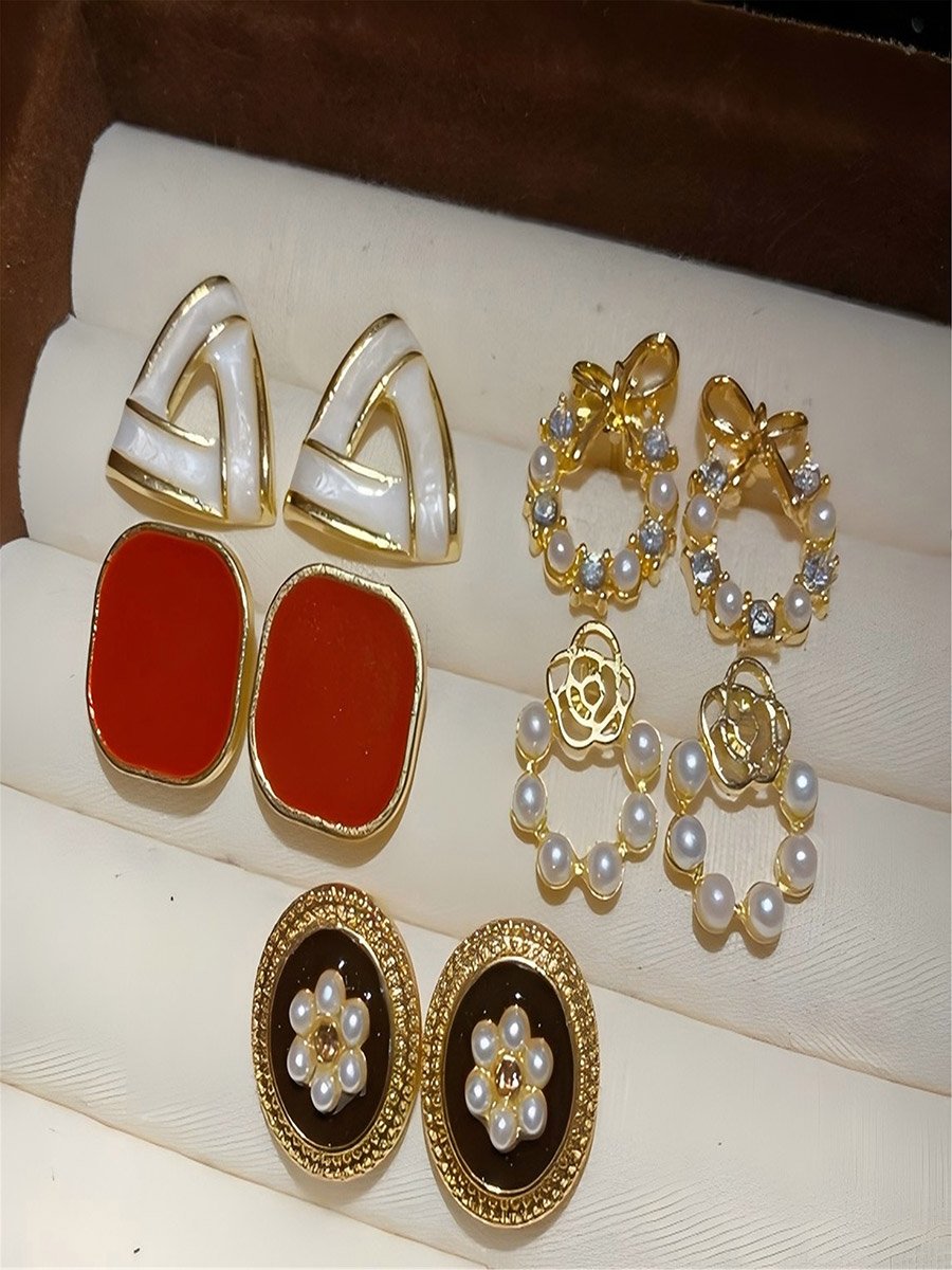 Set of 5 - Assorted Embellished Earrings