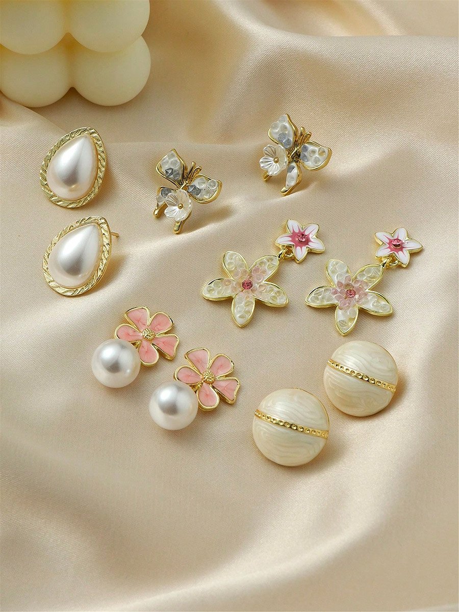 Set of 5 - Assorted Embellished Earrings