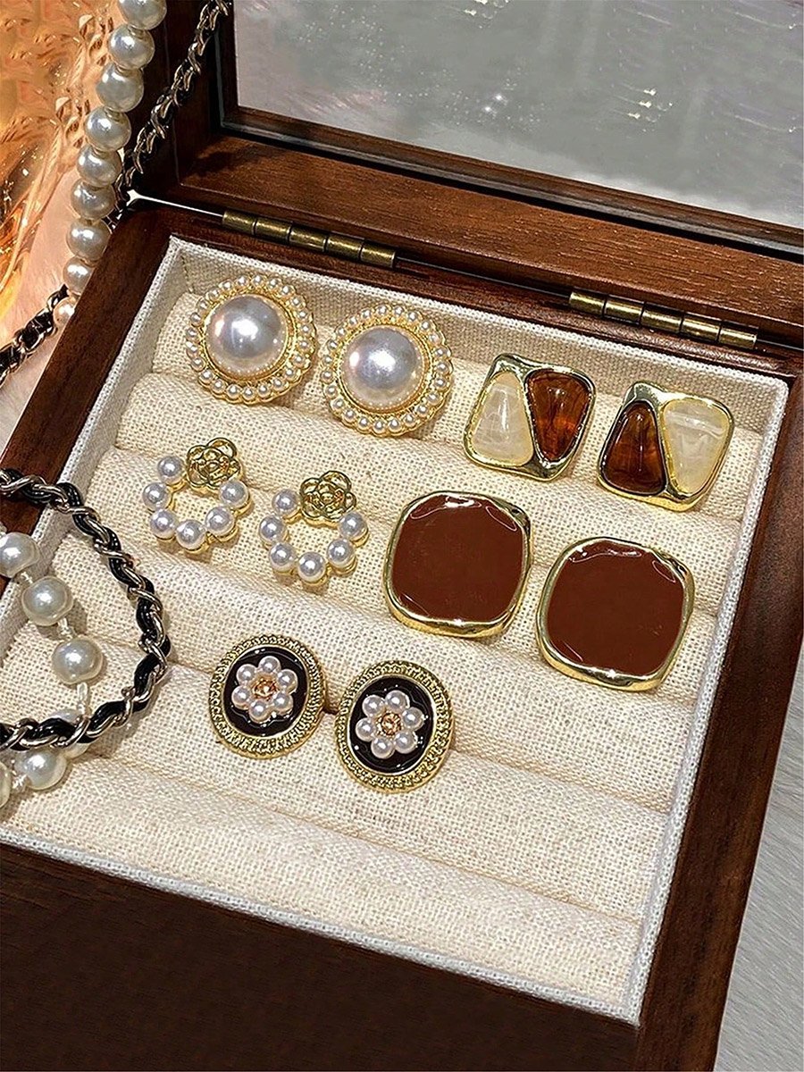 Set of 5 - Assorted Embellished Earrings