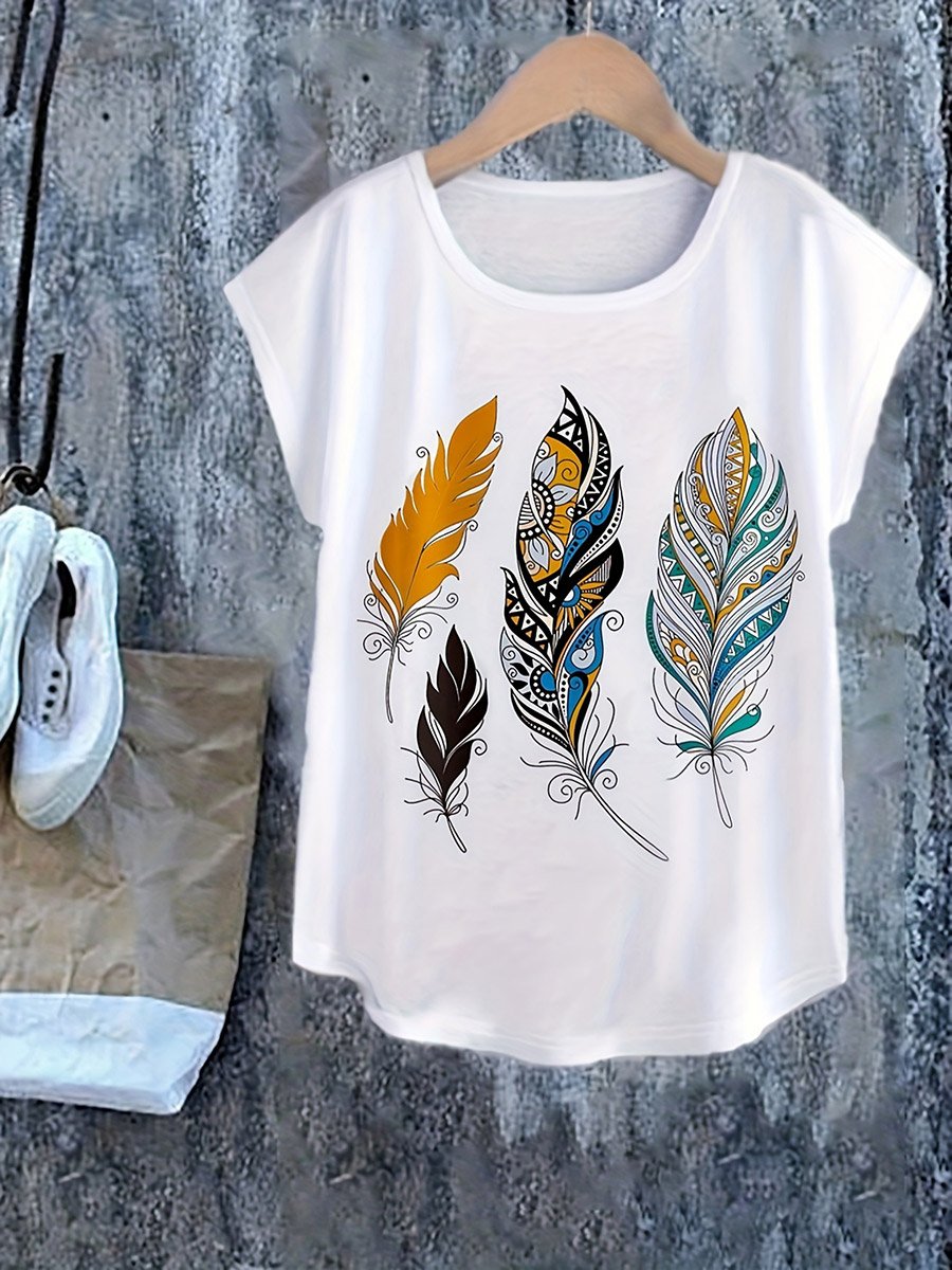 White Graphic Print Round Neck Short Sleeve T-Shirt