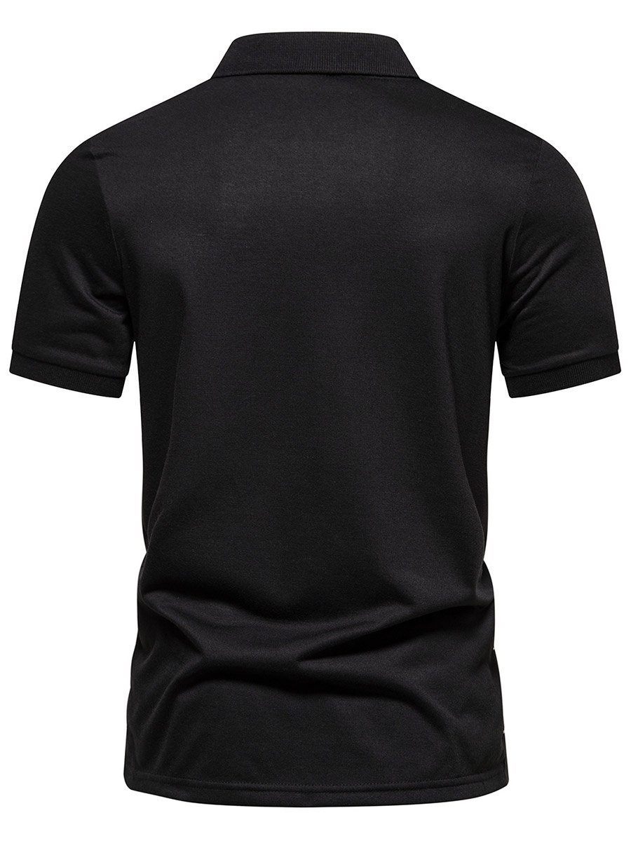 Men Black Striped Polo