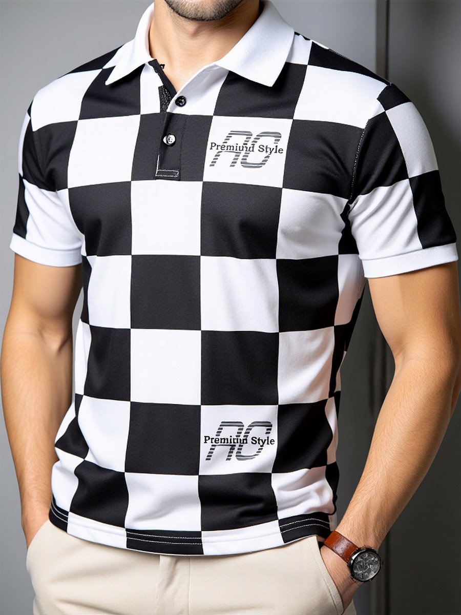 Men Checkered Polo