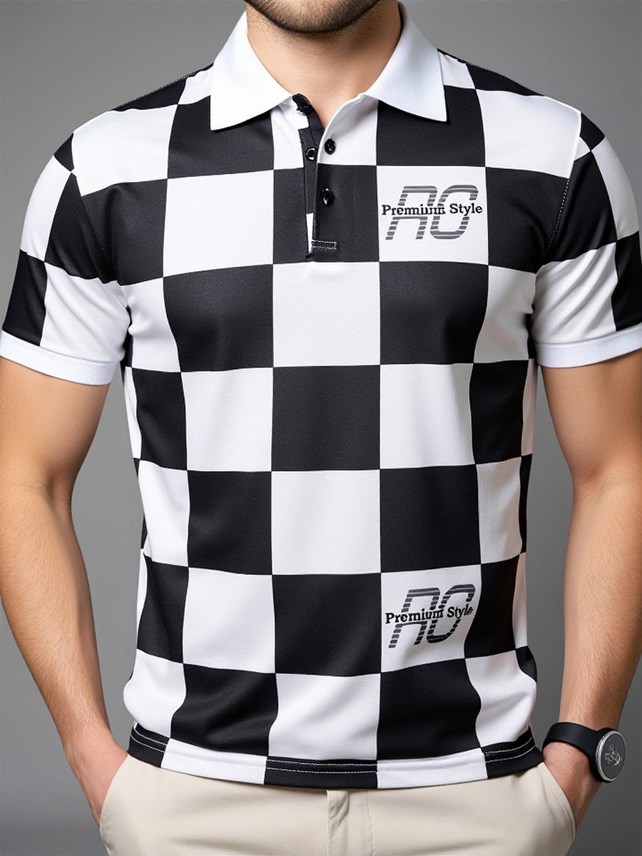 Men Checkered Polo