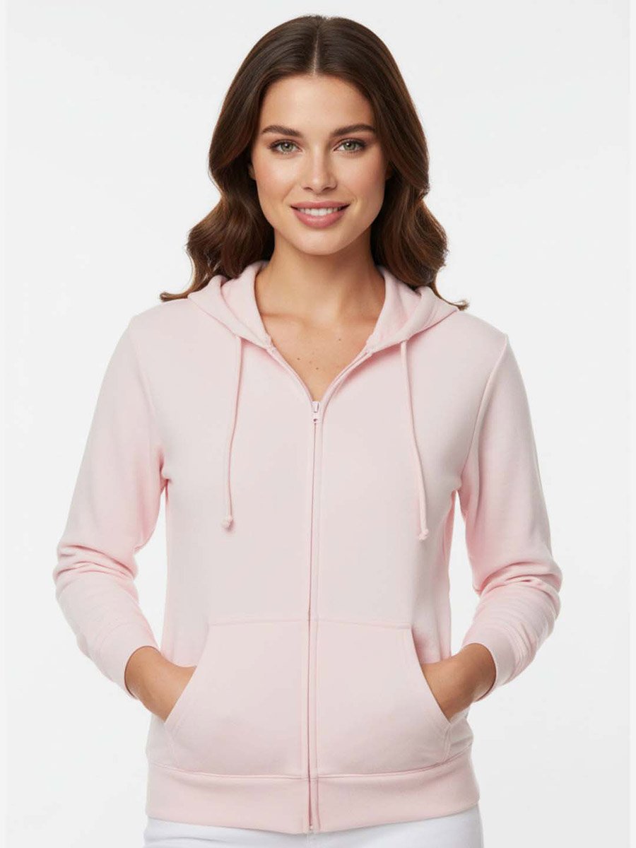 Light Pink Full Zip Fleece Hoodie