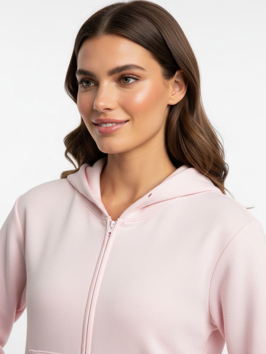 Light Pink Full Zip Fleece Hoodie