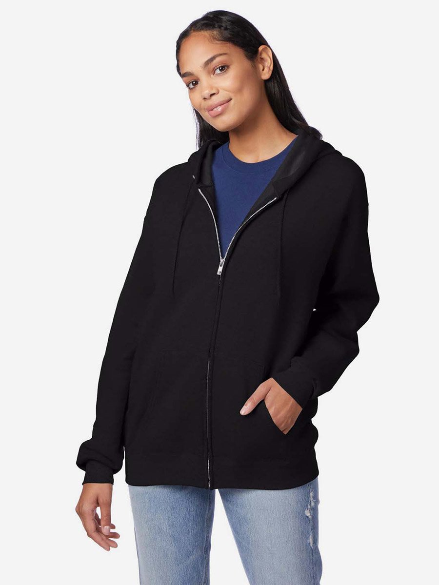 Black Full Zip Fleece Hoodie
