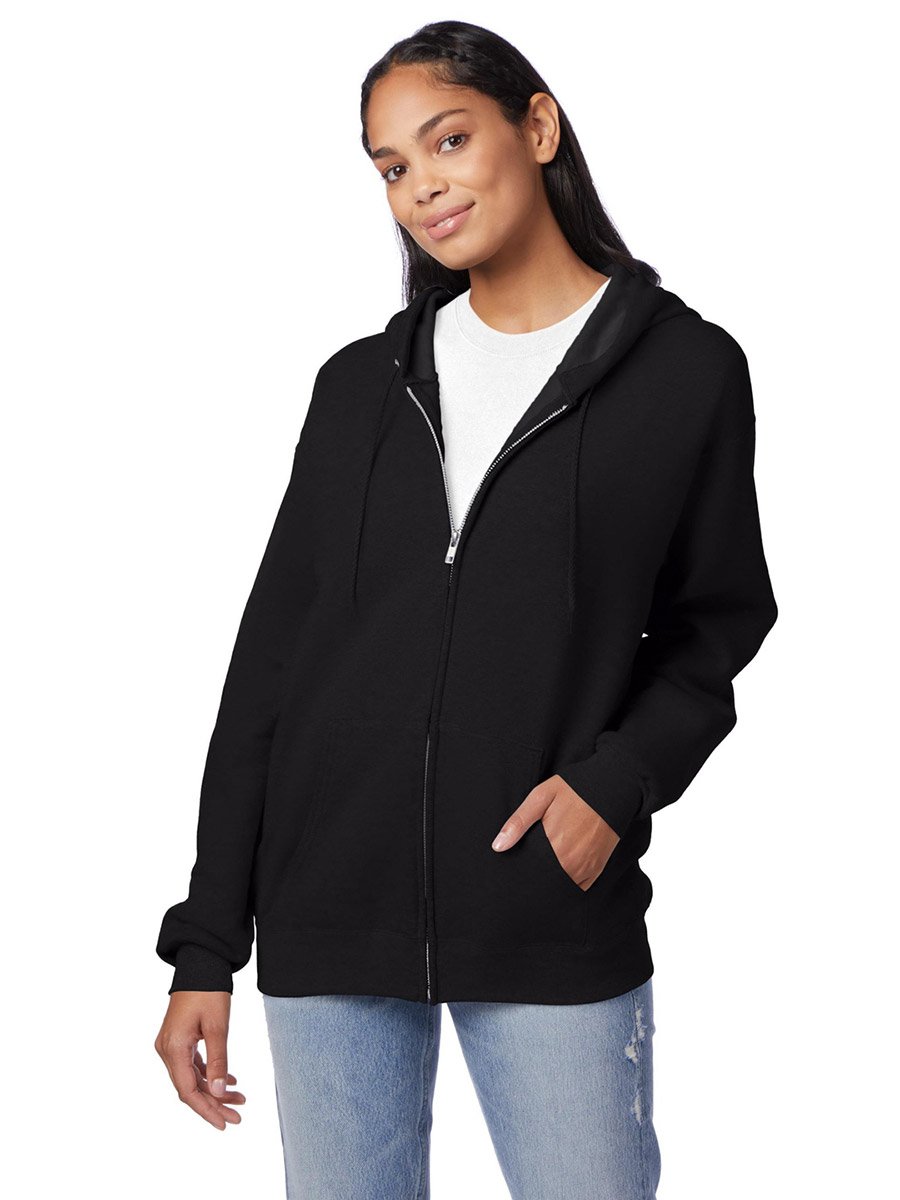 Black Full Zip Fleece Hoodie