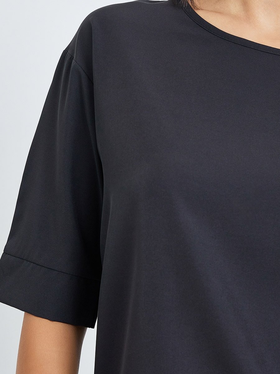 Black Solid Top and Maxi Skirt Co-ords