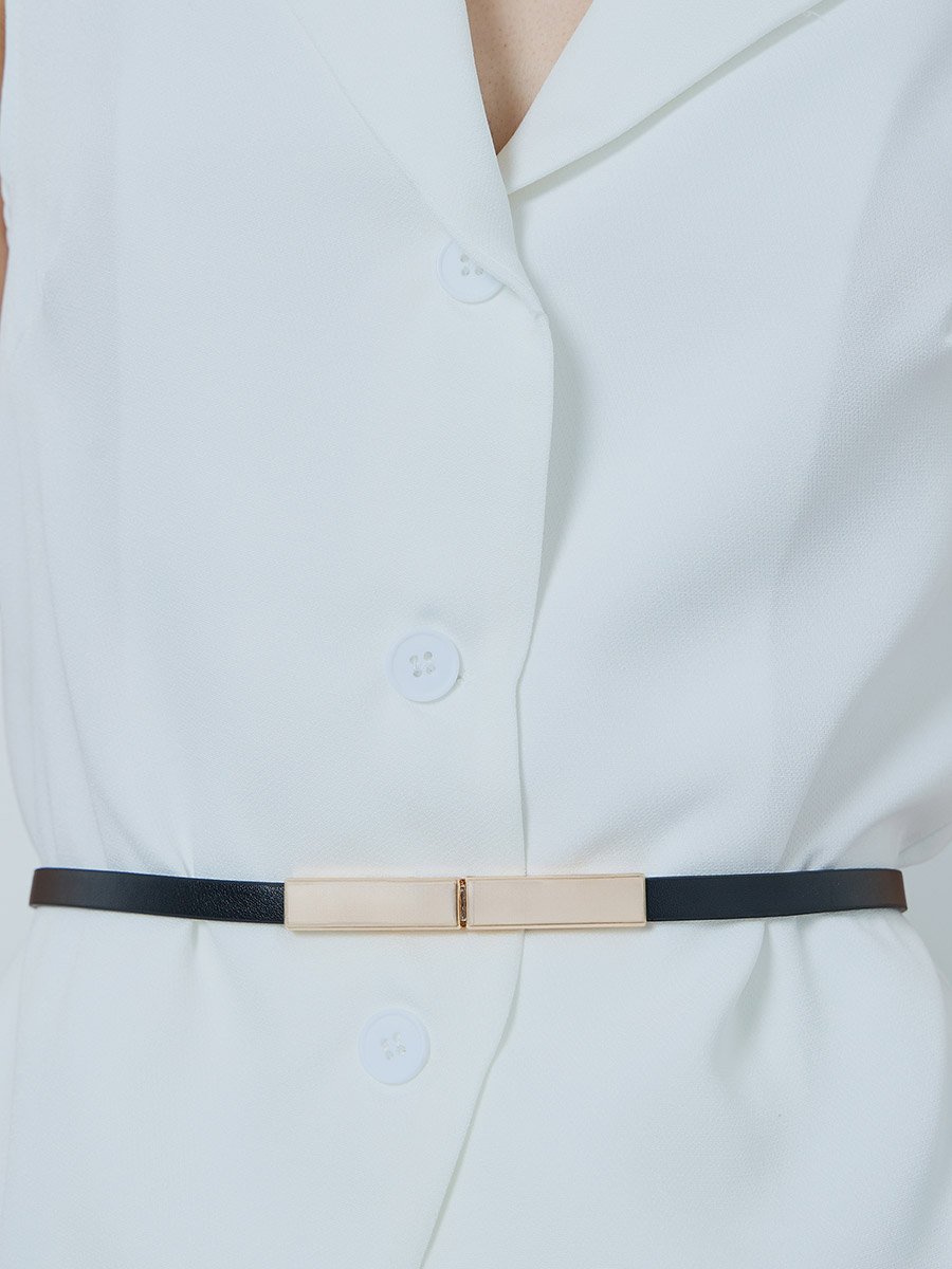 White Belted Waistcoat Vest Top and Wide-leg Pants Co-Ords