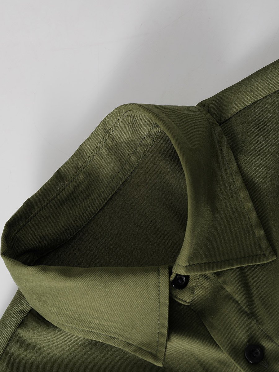 Men Khaki Short Sleeve Shirt with Pockets
