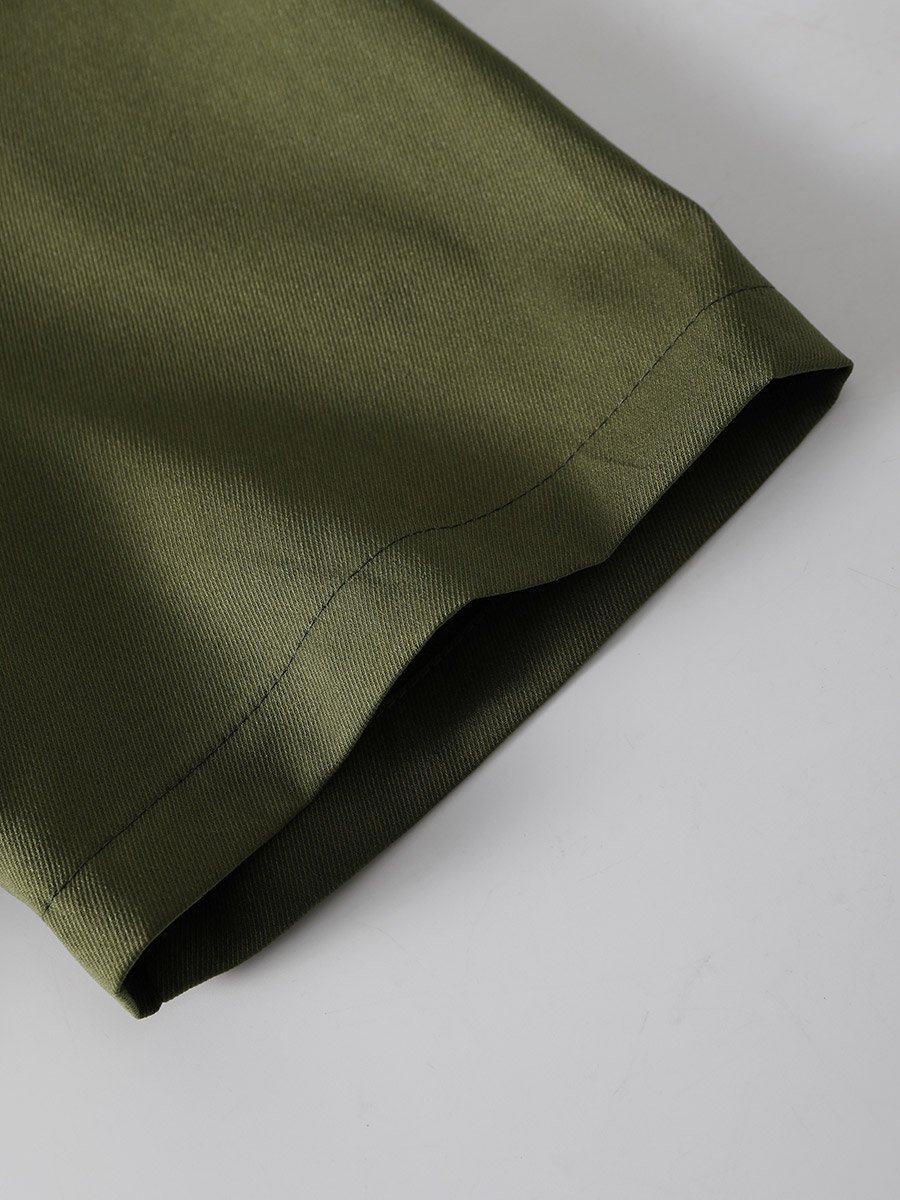 Men Khaki Short Sleeve Shirt with Pockets
