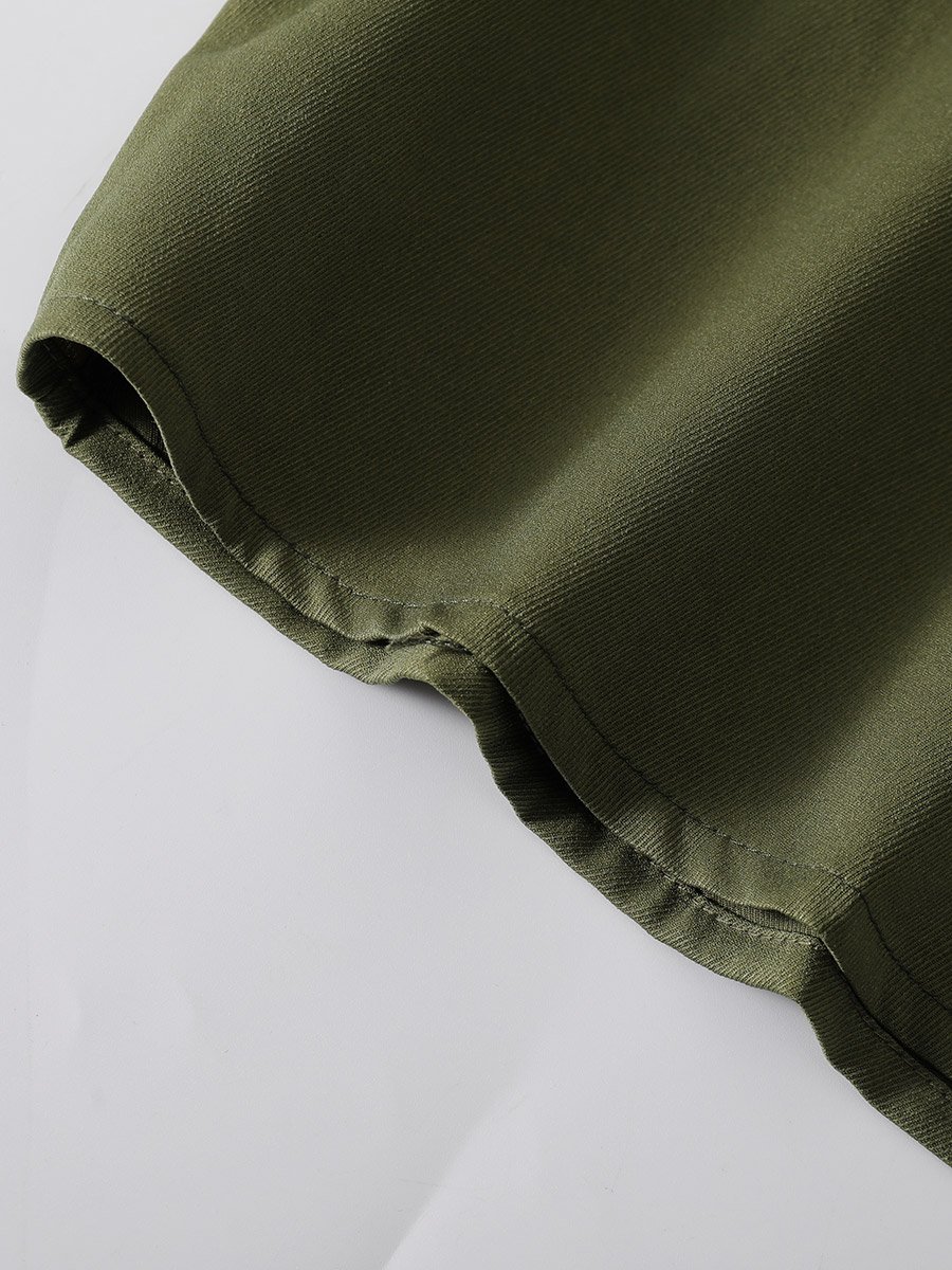 Men Khaki Short Sleeve Shirt with Pockets