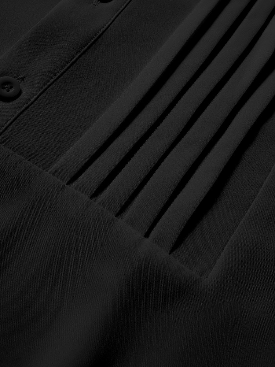 Men Black Textured Pleated Shirt