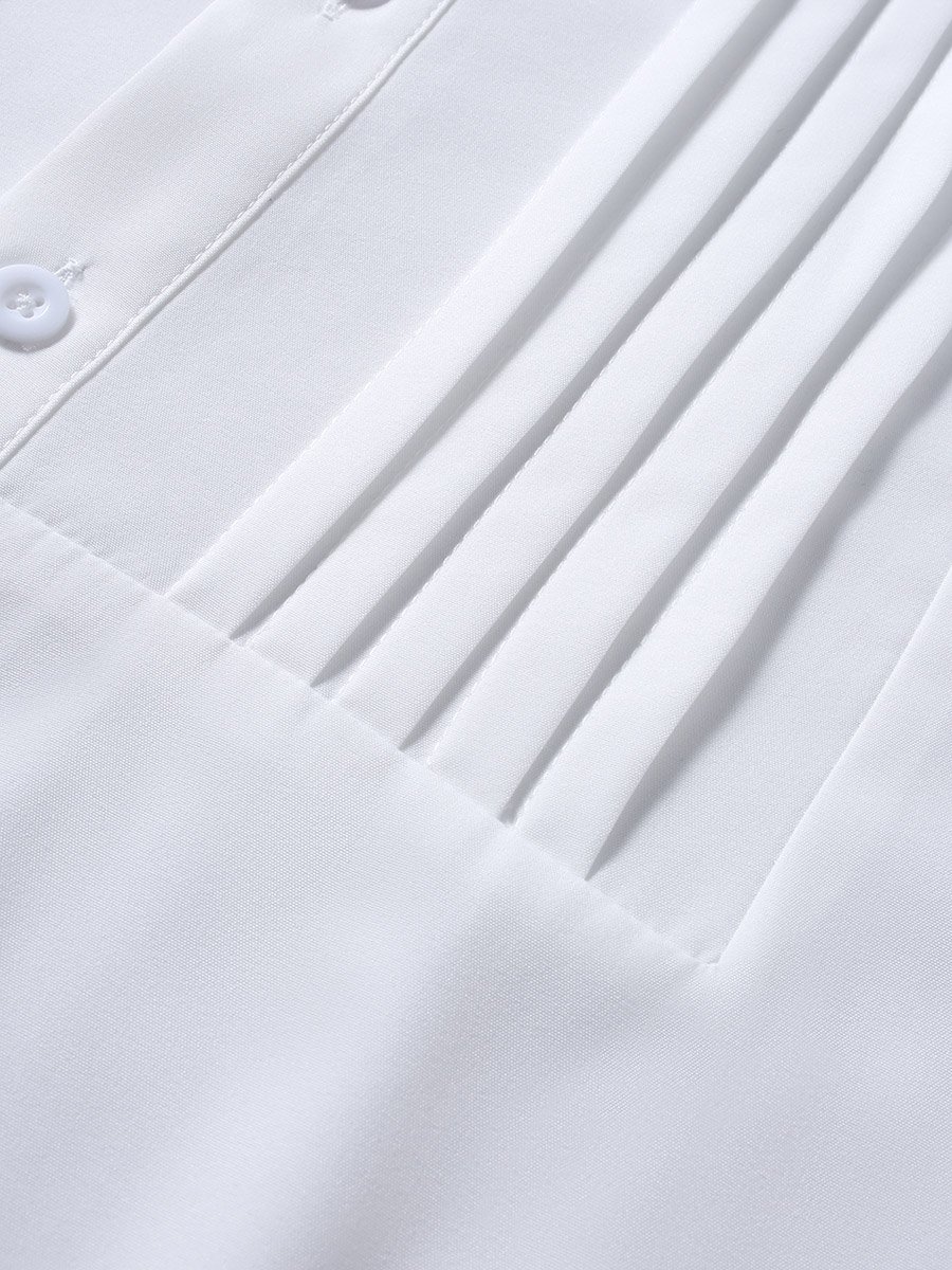 Men White Textured Pleated Shirt